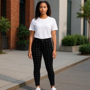 New York & Company Hight-Waist Super Skinny Studded Black Jeans Size 10